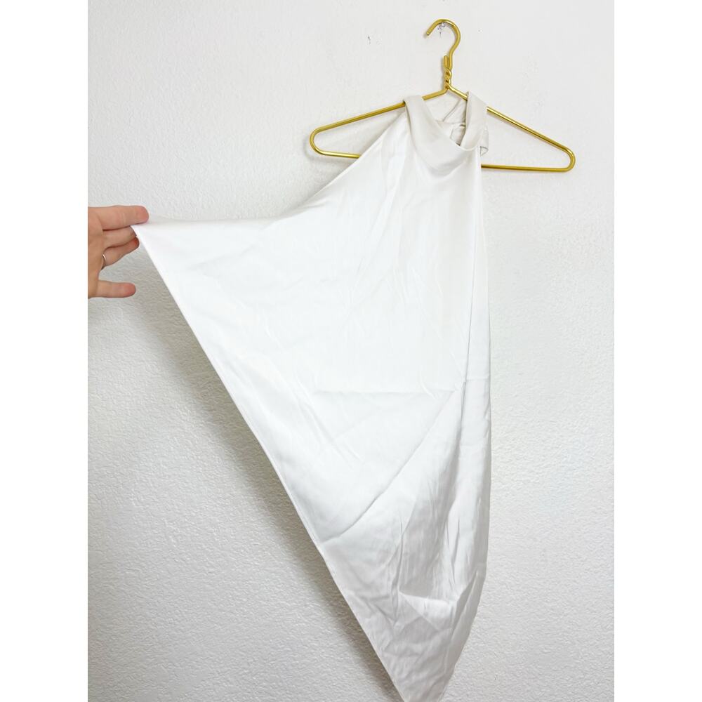 Zara White Asymmetric Satin Halter Top Size XXL Open Back 4772/137 Sexy Party - Picture 10 of 14